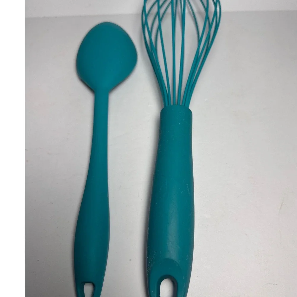 Core Kitchen Whisk and Spoon Set  Teal Blue Silicone Tools